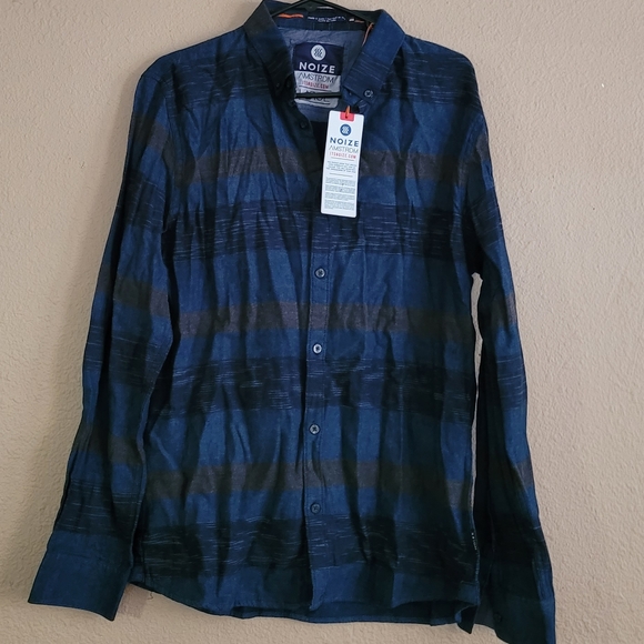Noize Other - NOIZE AMSTRDM Indigo Large Men's Button Down Stripe Long sleeve cotton